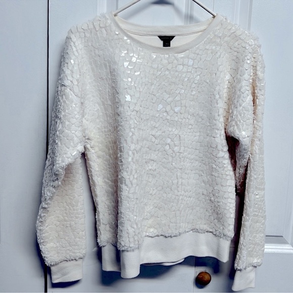 Ann Taylor Cracked Ice Sweatshirt Sweater Winter White. Size Medium. - Picture 14 of 15